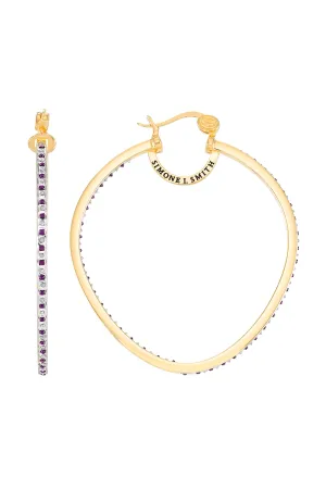 Precious Fruit Hoops with Amethyst Diamond Embellishments - Large