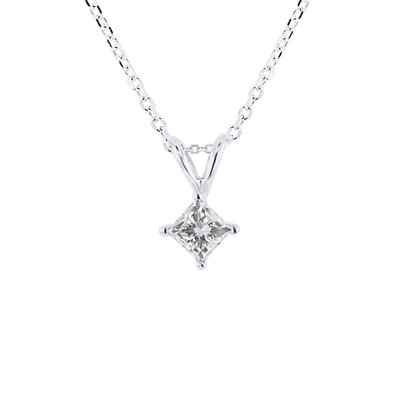 Princess Solitaire Diamond Necklace 1/4ct