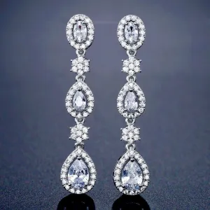 "Tiana" - Cubic Zirconia Bridal Earrings - Available in Silver, Rose Gold and Yellow Gold