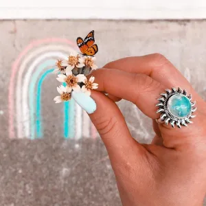 Rainbow Moonstone Sun Ring