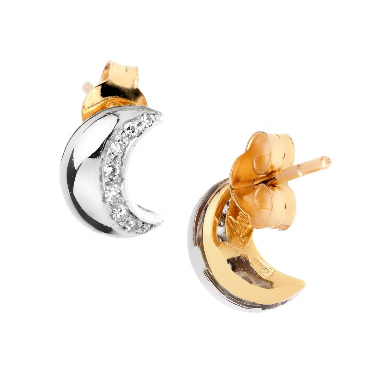 Recarlo Moon Diamond Gold Earrings