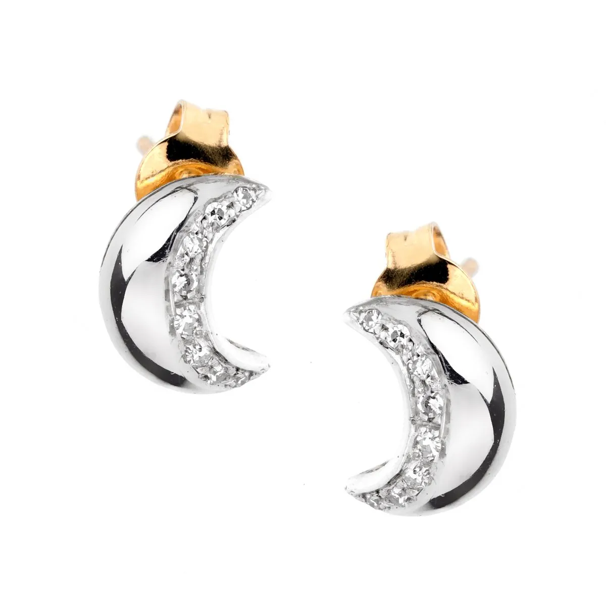 Recarlo Moon Diamond Gold Earrings