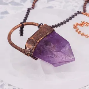 Recycled Copper and Amethyst Necklace