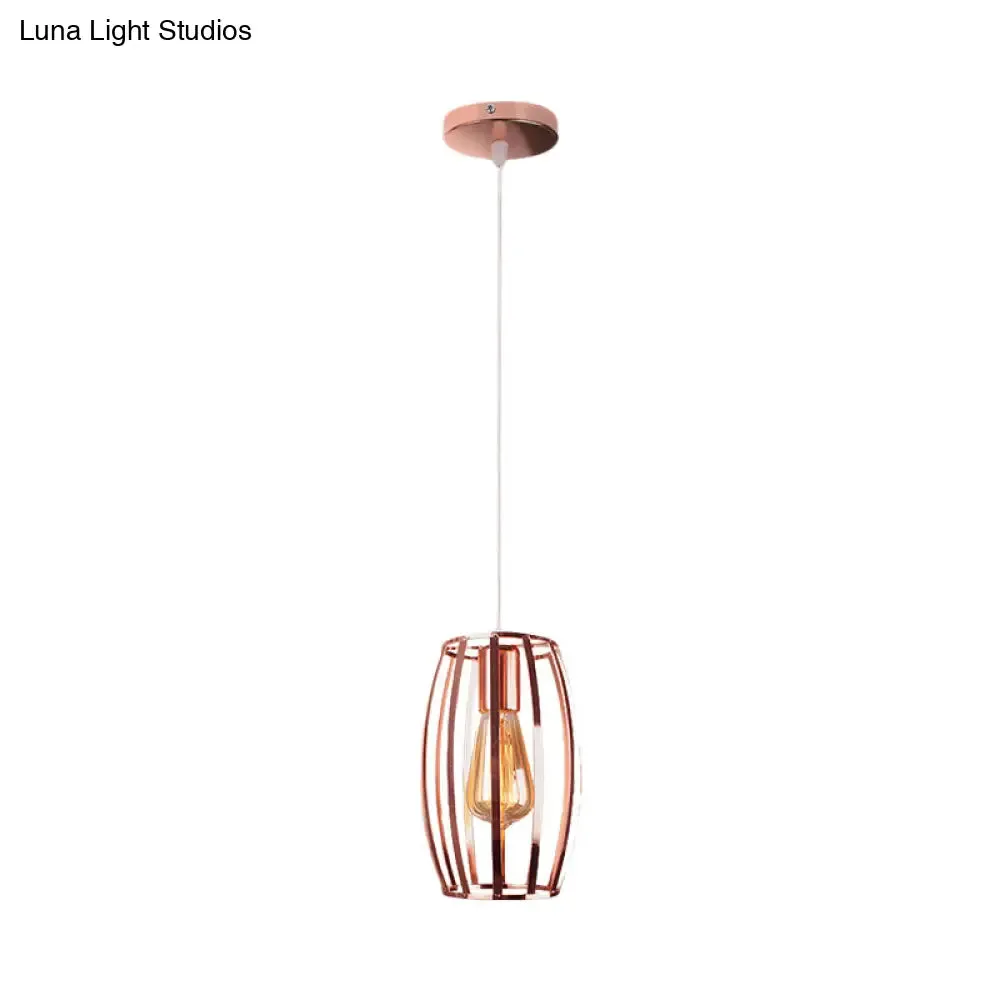 Retro Copper Wire Cage Pendant Light - Stylish Metal Kitchen Hanging Lamp