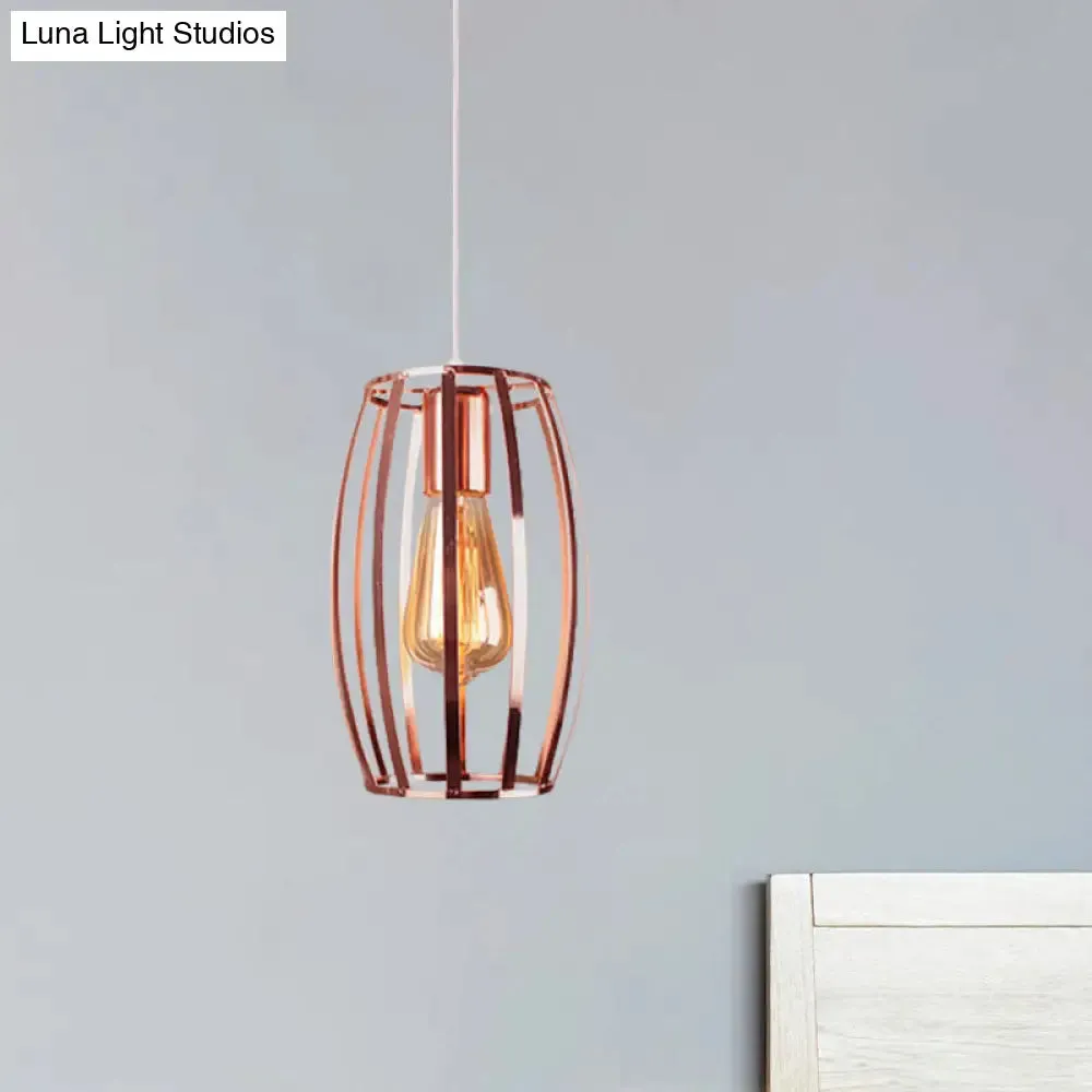 Retro Copper Wire Cage Pendant Light - Stylish Metal Kitchen Hanging Lamp