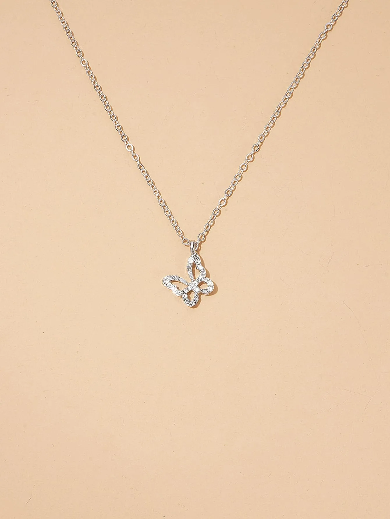 Rhinestone Butterfly Charm Necklace Dainty Necklace Elegant Jewelry Creative