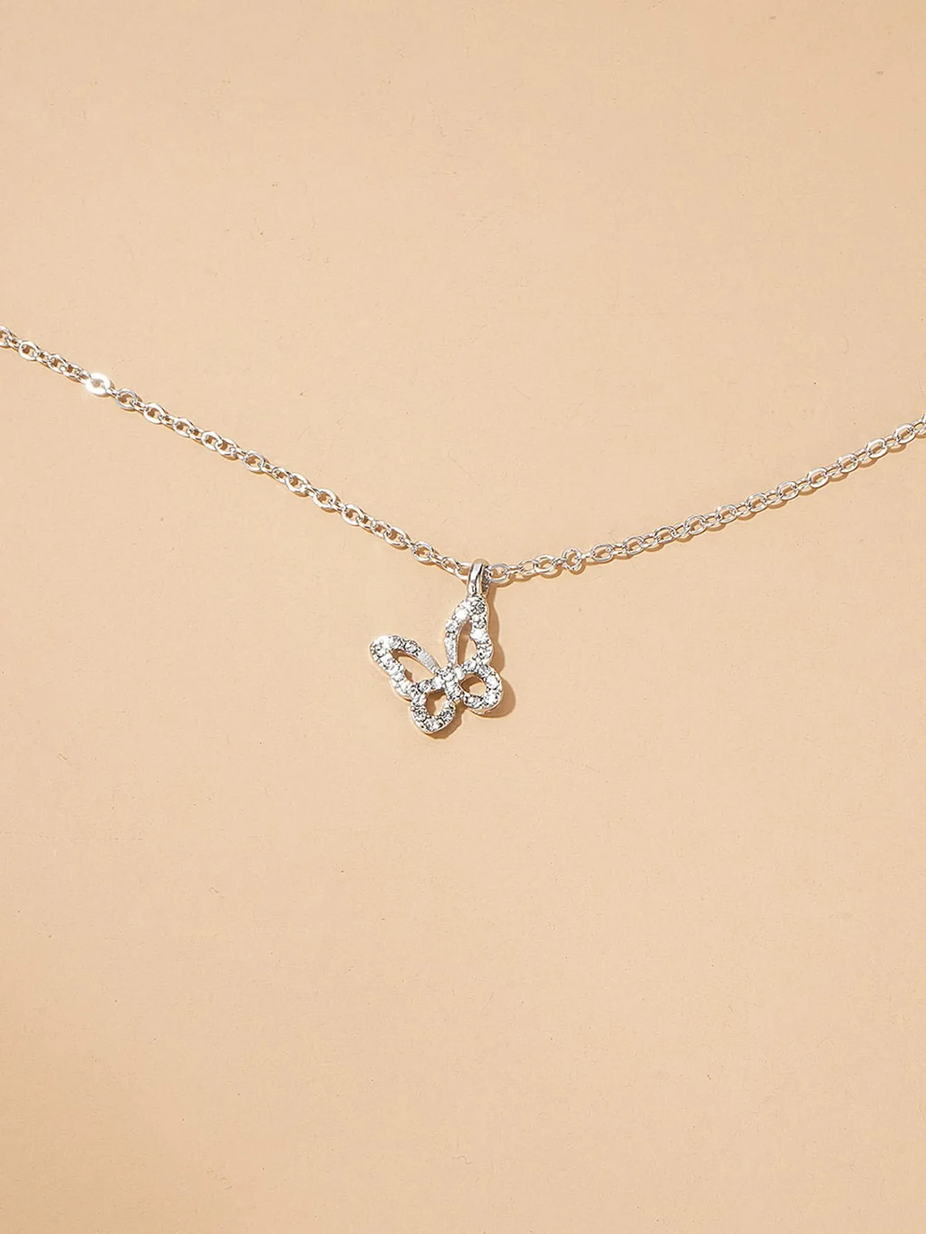 Rhinestone Butterfly Charm Necklace Dainty Necklace Elegant Jewelry Creative