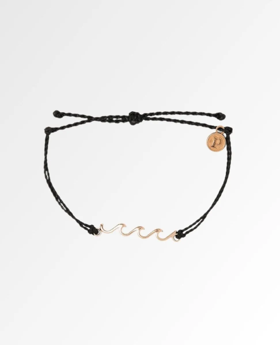 Rose Gold Delicate Wave Bracelet Black