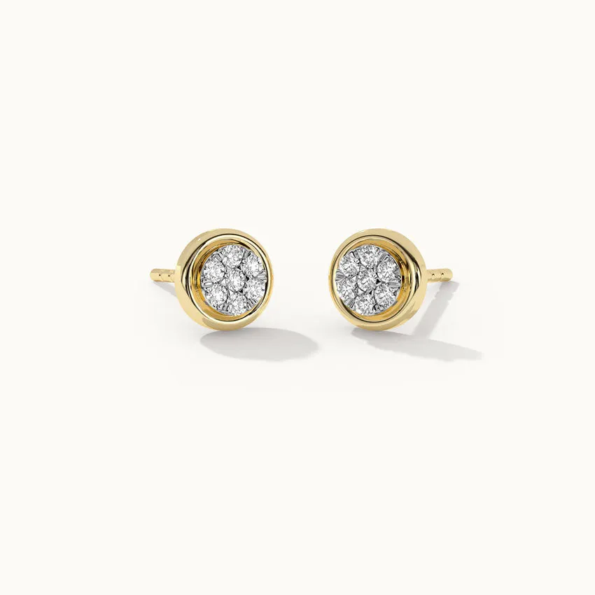 Round Bezel Diamond Earrings