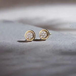 Round Bezel Diamond Earrings