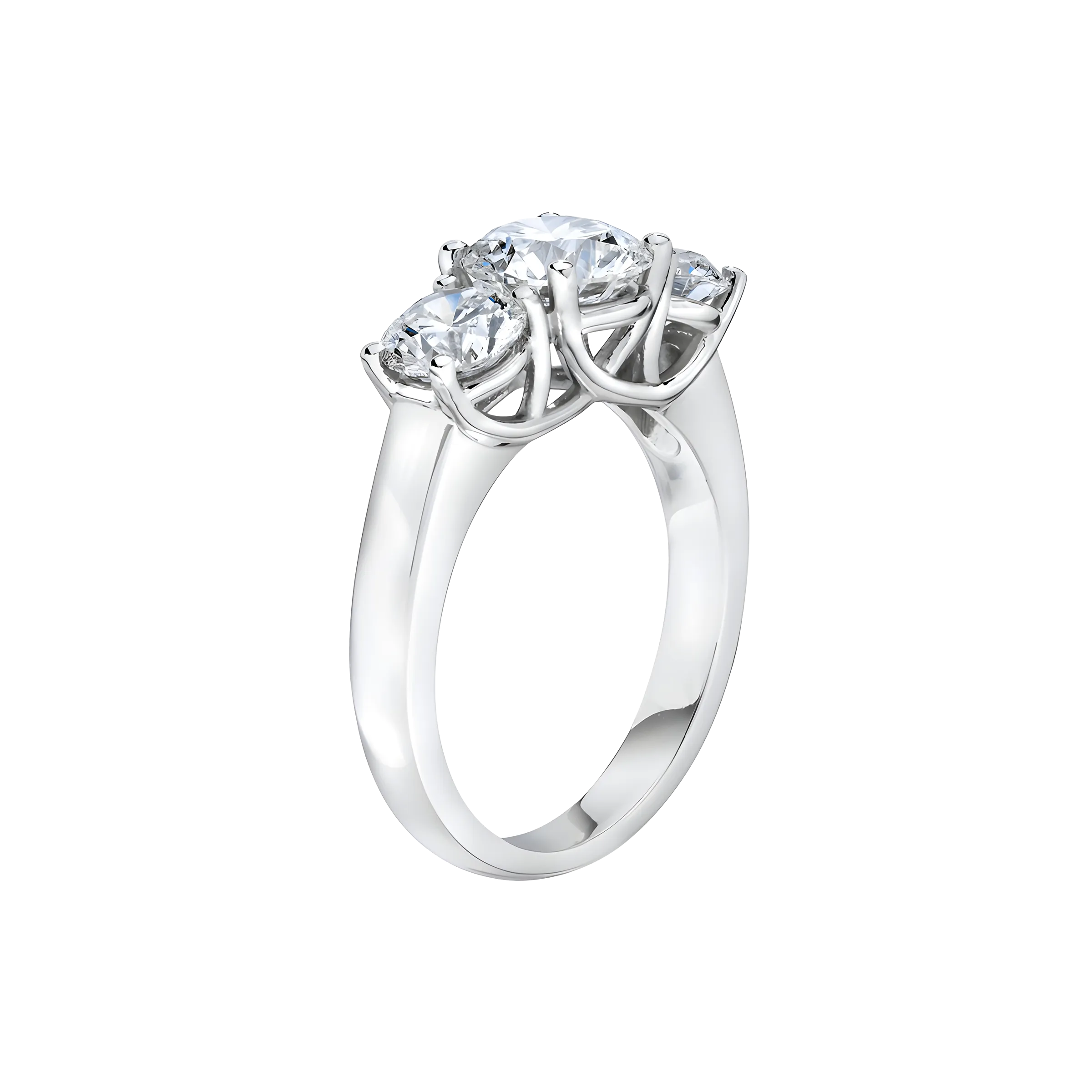 Round Brilliant Three Stone Diamond Ring in Platinum