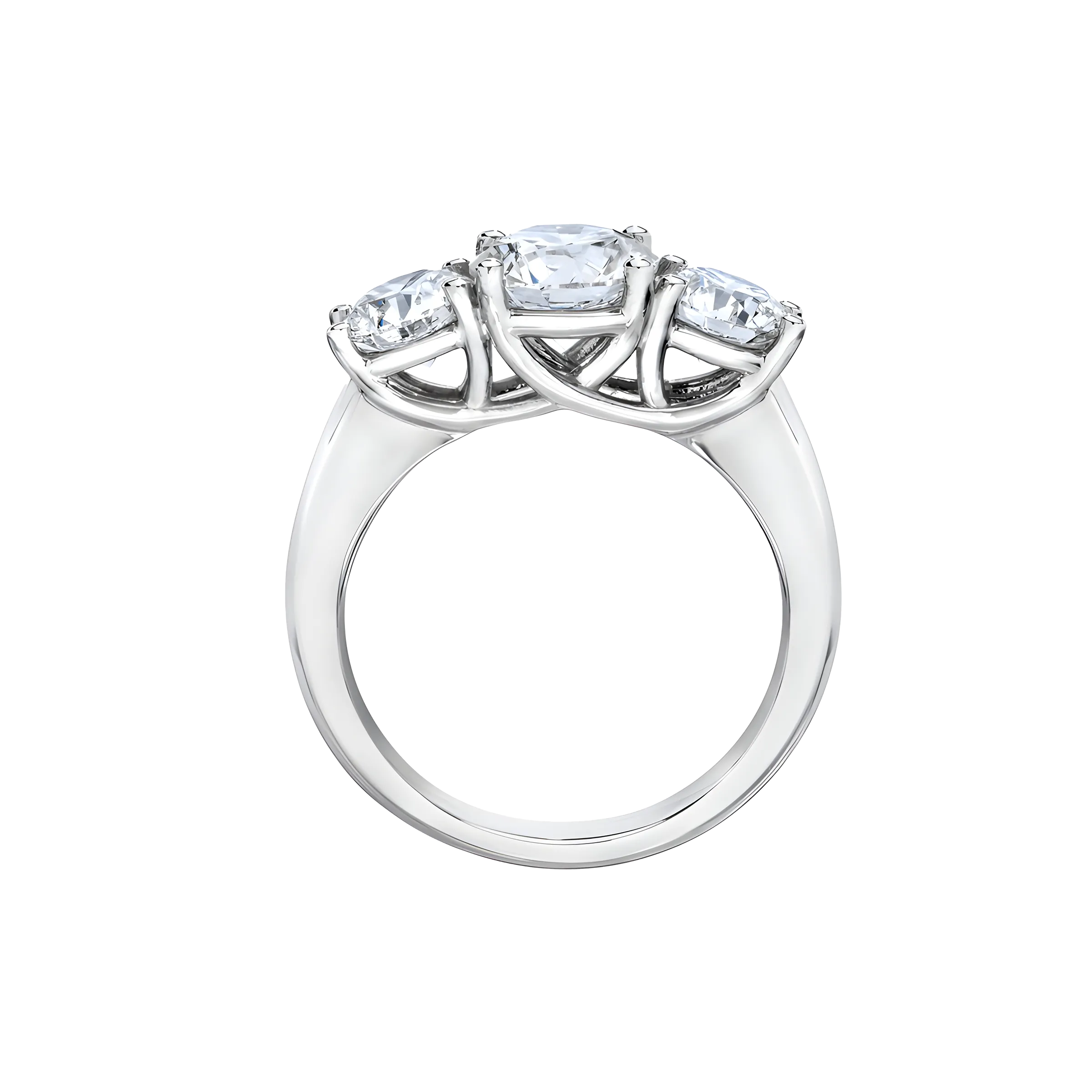 Round Brilliant Three Stone Diamond Ring in Platinum