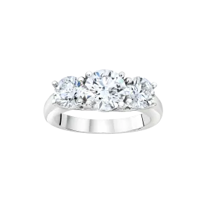 Round Brilliant Three Stone Diamond Ring in Platinum