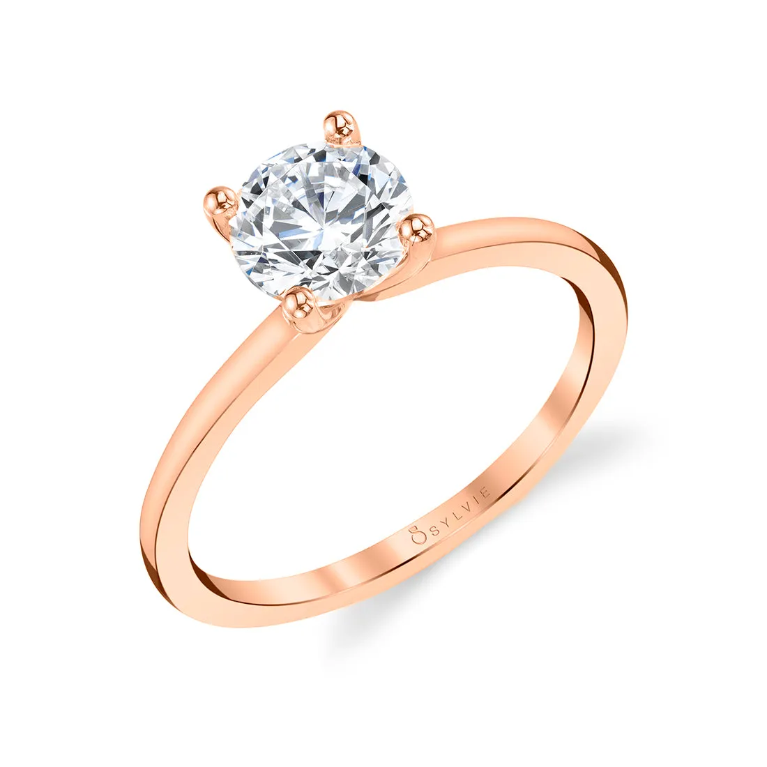 Round Cut Solitaire Engagement Ring - Amelia 14k Gold Rose