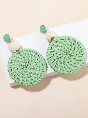 Round Drop Rattan Earrings #B-049