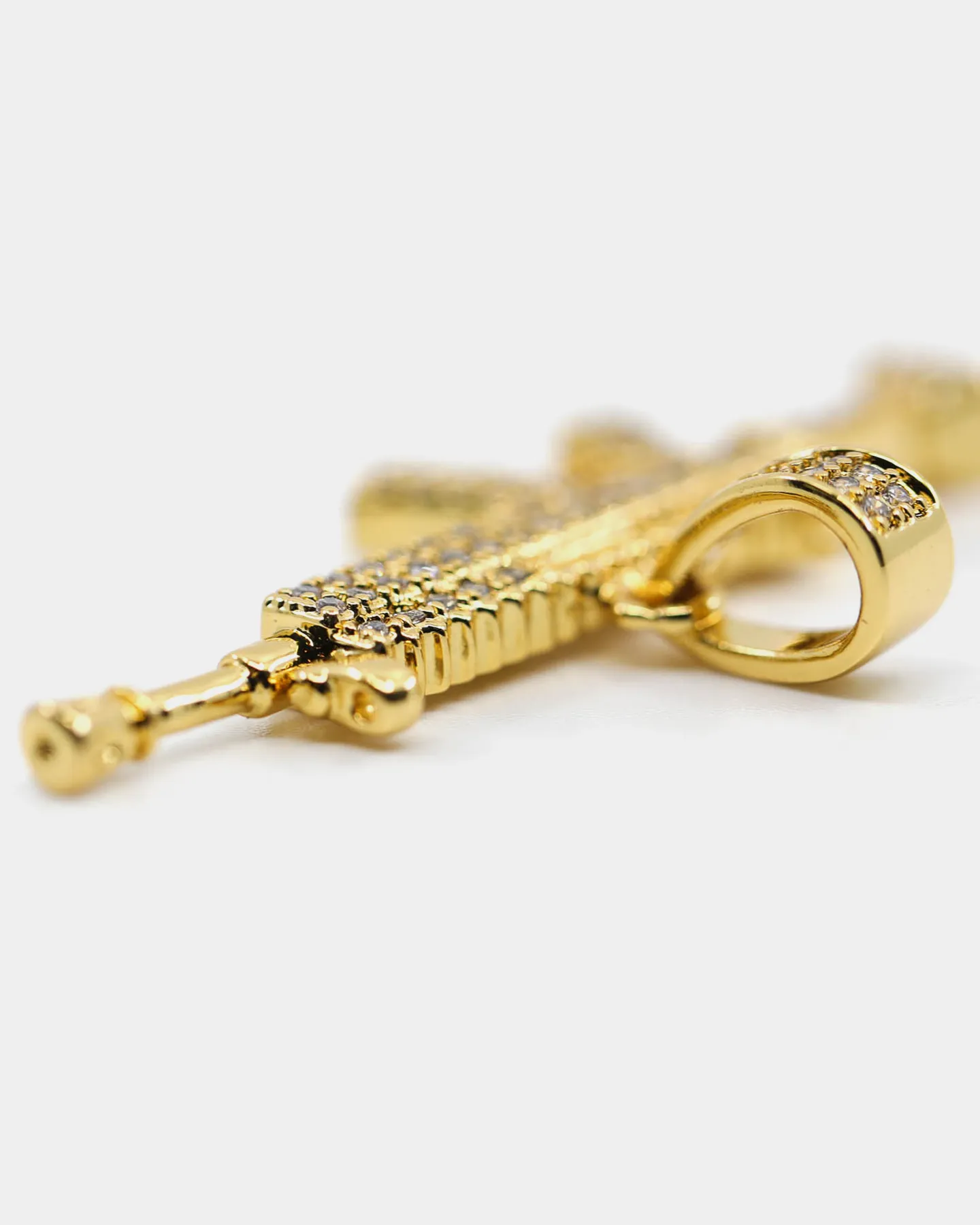 Saint Morta Men's Iced Machine Gun Pendant Iced Gold