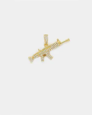 Saint Morta Men's Iced Machine Gun Pendant Iced Gold