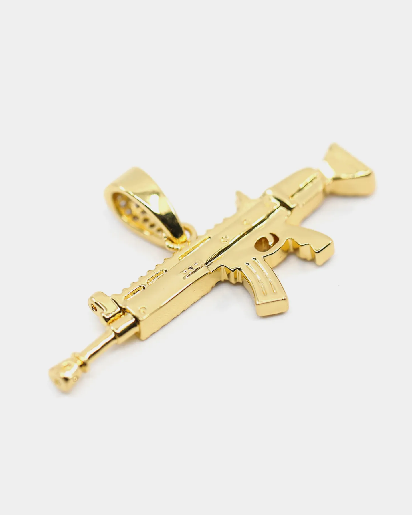 Saint Morta Men's Iced Machine Gun Pendant Iced Gold