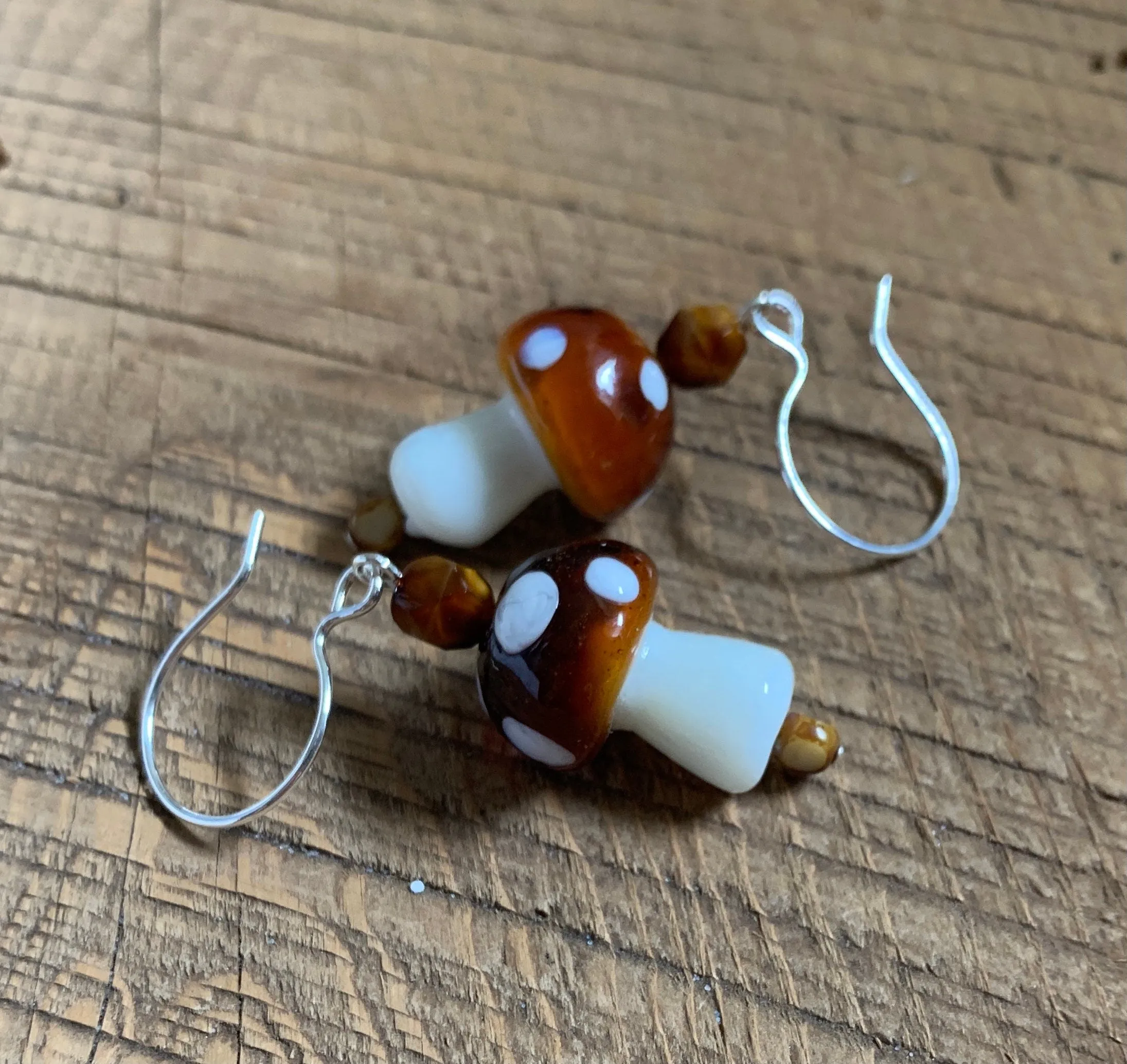 SariBlue® Large Glass Mushroom Earrings