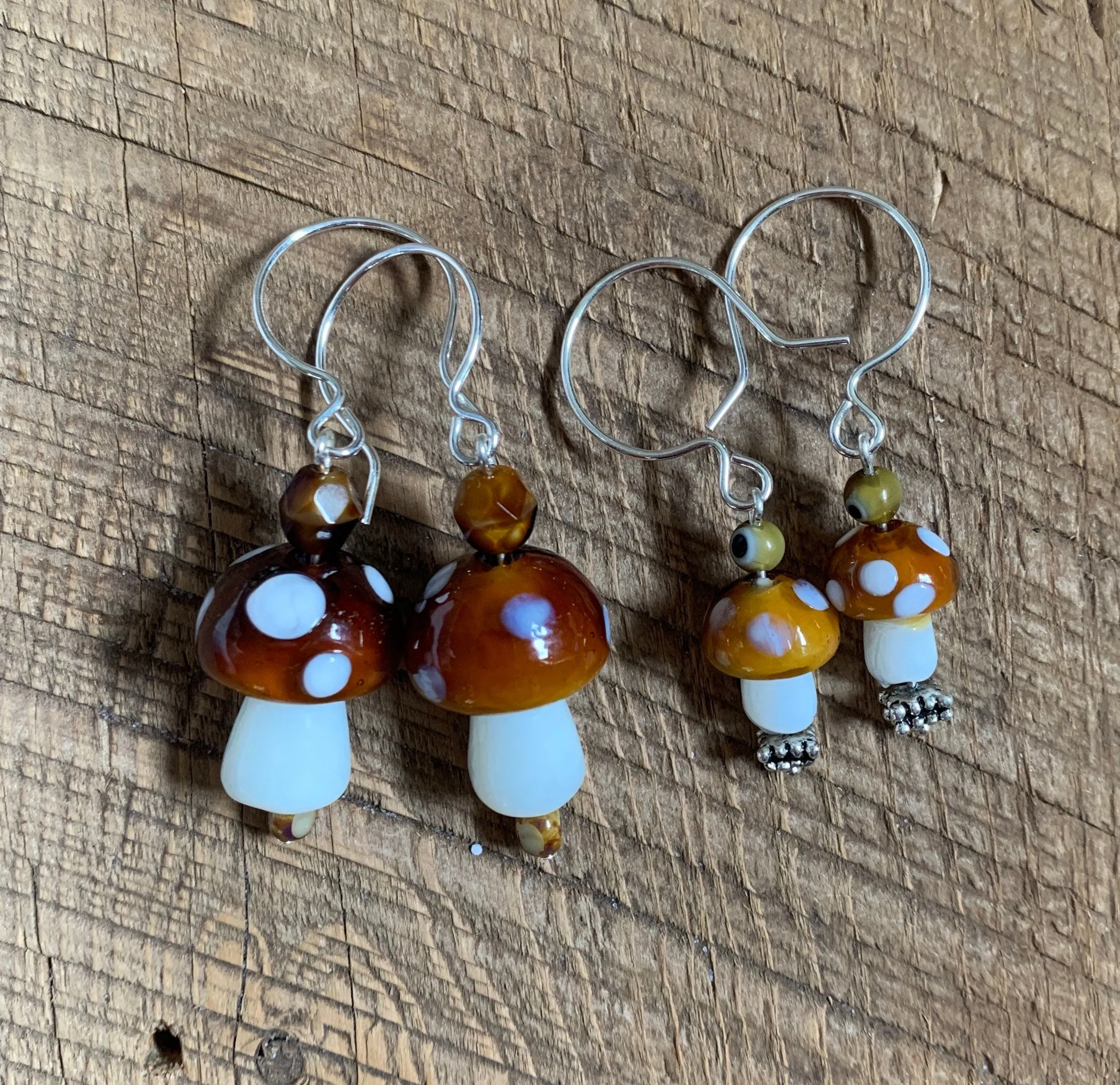 SariBlue® Large Glass Mushroom Earrings