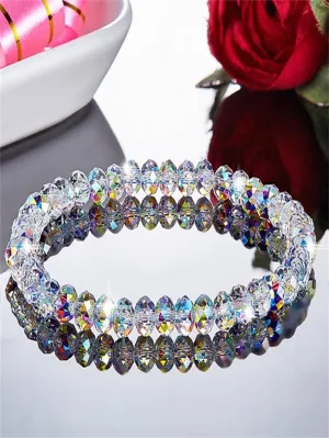 Shiny Artificial Crystal Delicate Charm Beaded Bracelet Women Bracelet Stackable