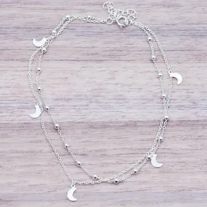 Silver Crescent Moon Anklet