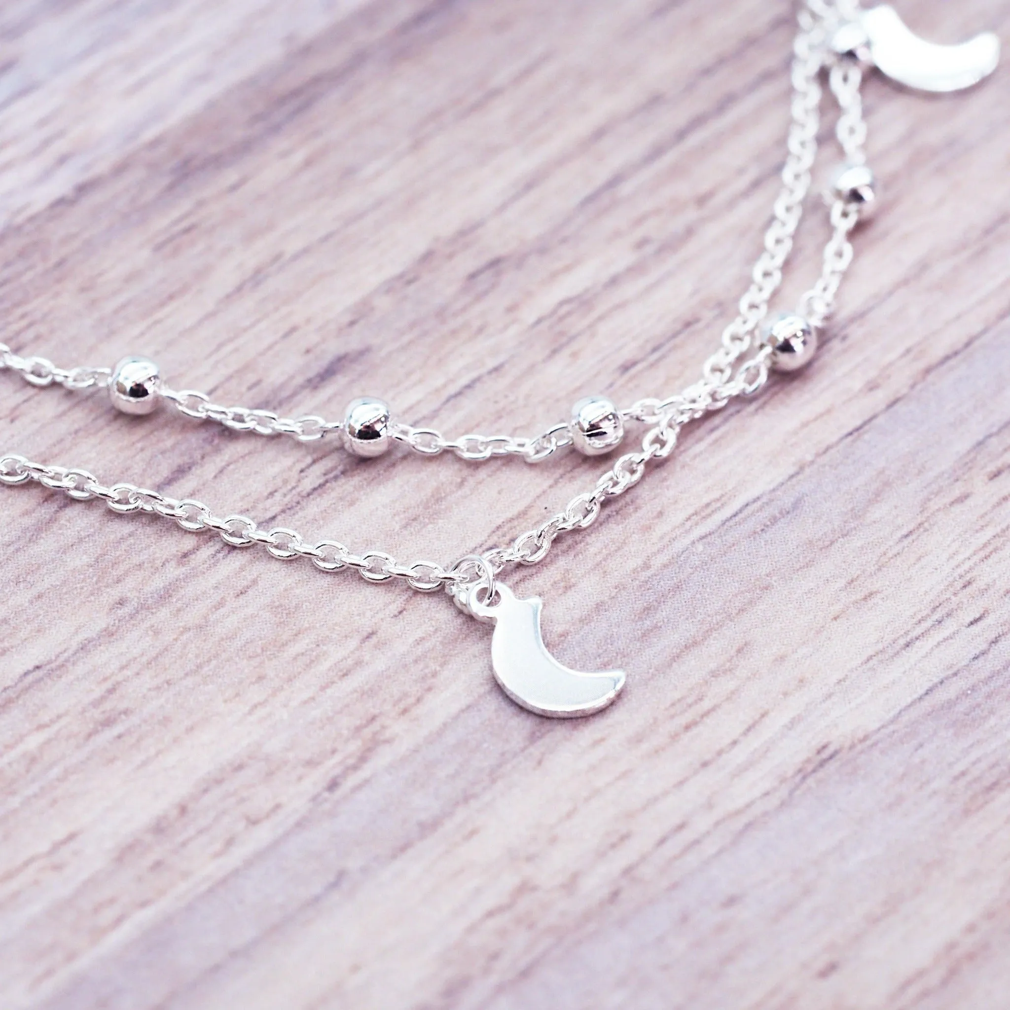 Silver Crescent Moon Anklet