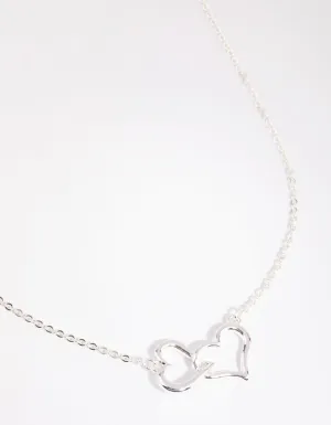 Silver Interlocked Hearts Necklace