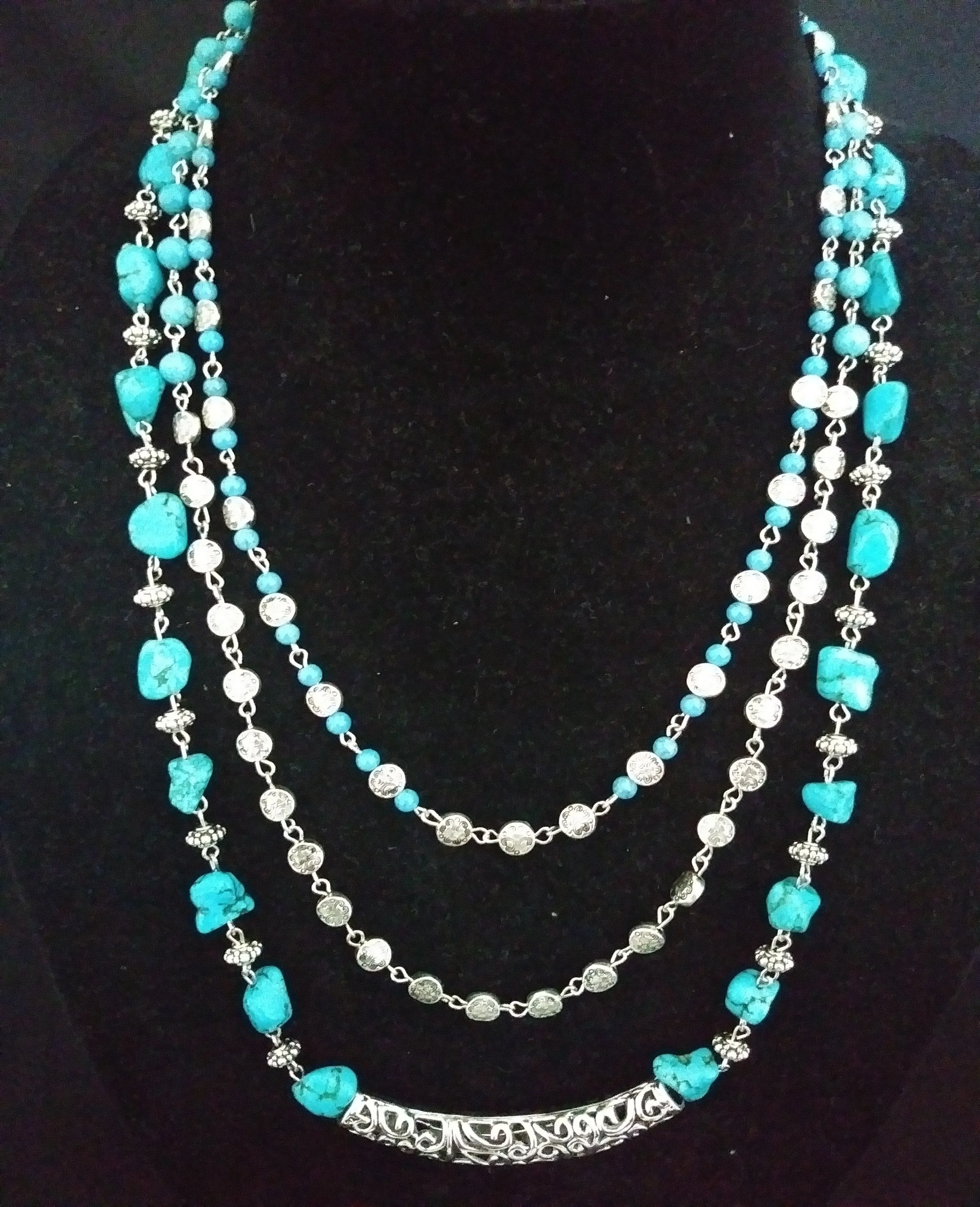 Sky Blue/ Pewter Necklace