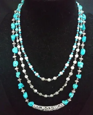 Sky Blue/ Pewter Necklace