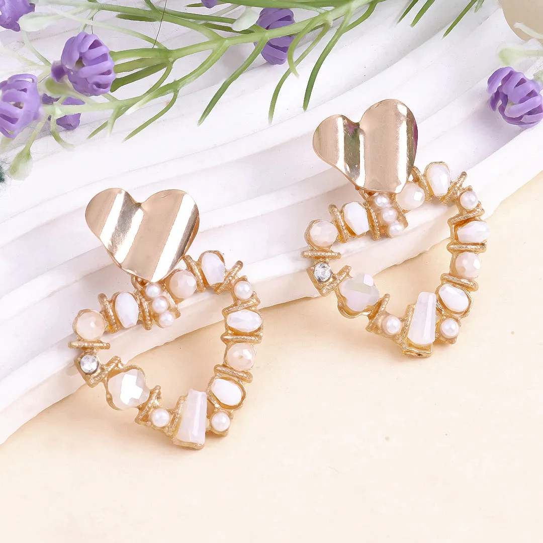 Sparkle Gold Tond Heart Earrings