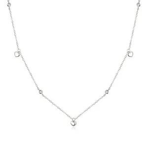 Sterling Silver 925 Pendant Necklace for Women Chain Plated platinum CZ Simple Heart-shaped Necklace Jewelry