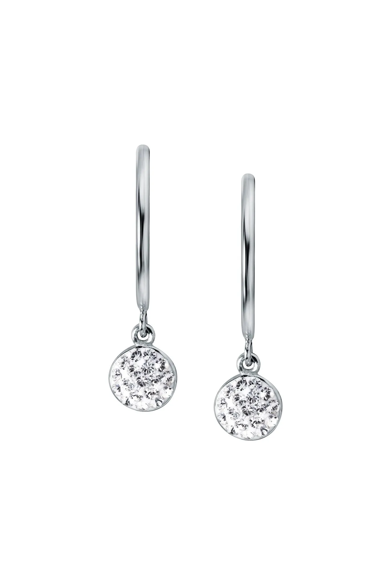 Sterling Silver Crystal Charm 15mm Hoop Stud Earrings