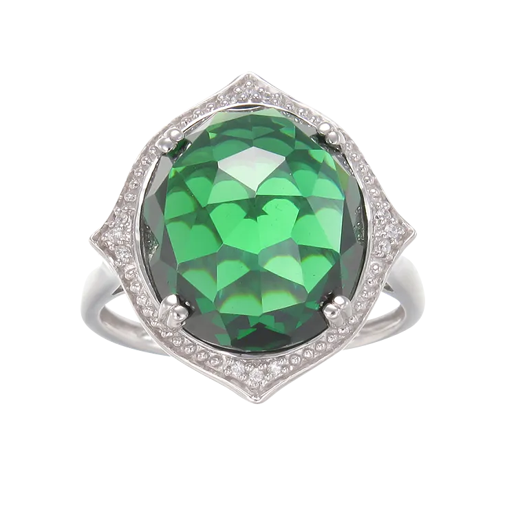 Stunning Cocktail Ring with Green CZ