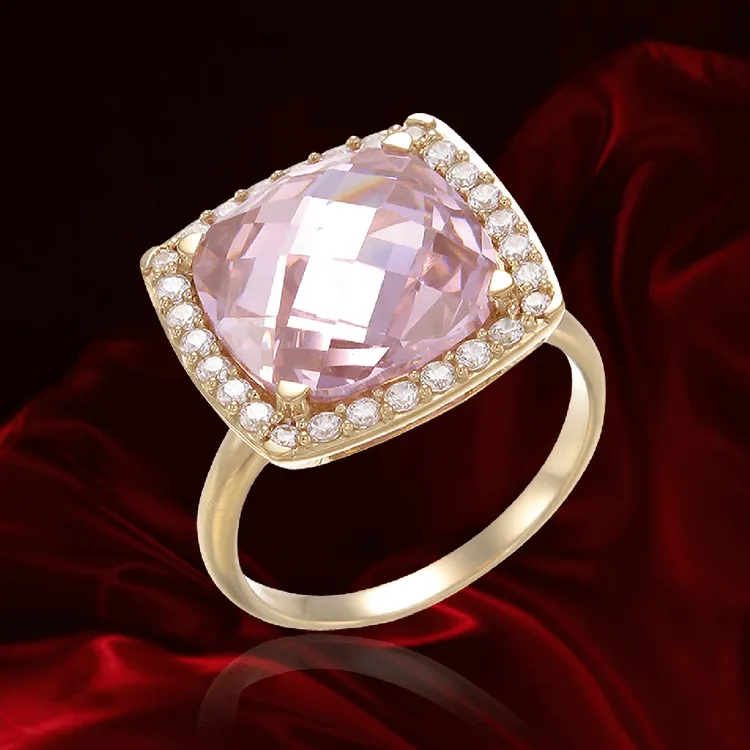 Stunning Cushion Set Pink Cocktail Ring