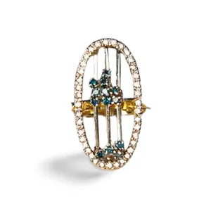 Stunning Estate 14K Yellow Gold Blue Sliding Diamond Movable Cocktail Ring