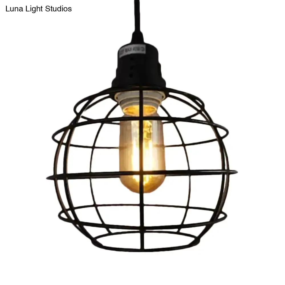 Stylish Black Metal Pendant Lamp with Global Shade - Perfect for Nautical Themes & Balcony Lighting