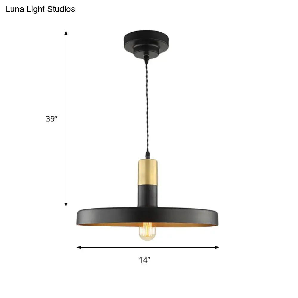 Stylish Black Pendant Light with Round Metal Shade - Perfect for Dining Rooms