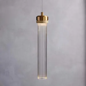 Stylish Gold Cylinder Pendant Light with Clear Glass Shade - Ideal for Restaurants and Bedrooms