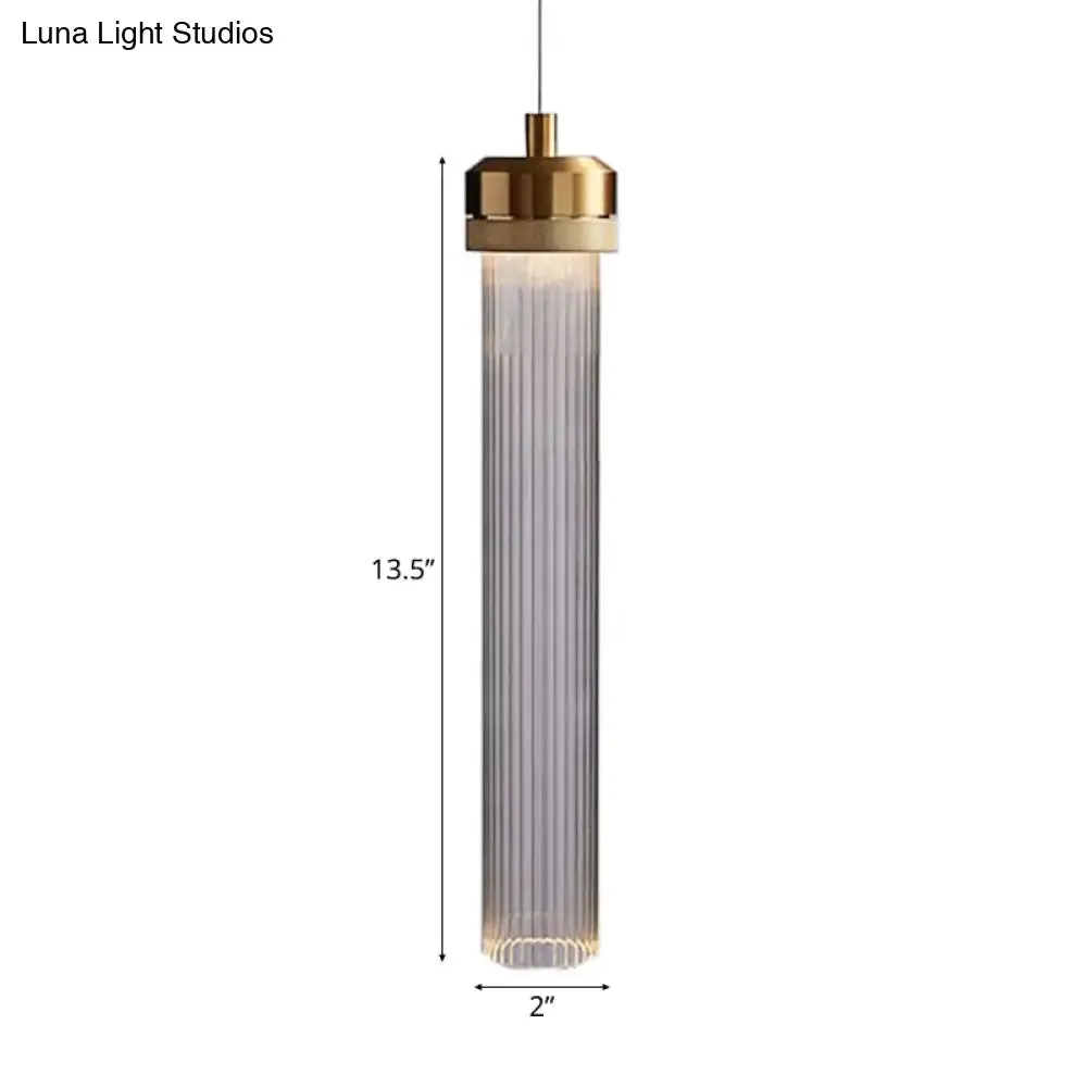 Stylish Gold Cylinder Pendant Light with Clear Glass Shade - Ideal for Restaurants and Bedrooms