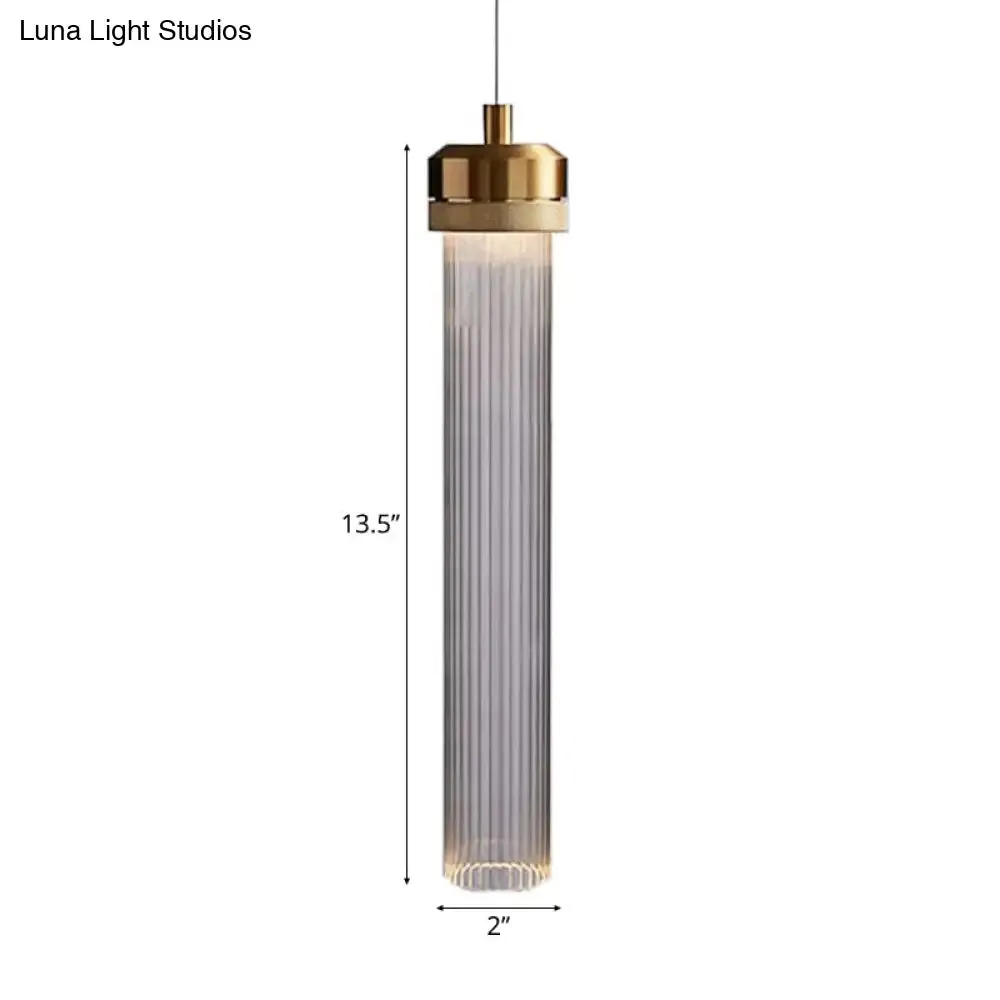 Stylish Gold Cylinder Pendant Light with Clear Glass Shade - Ideal for Restaurants and Bedrooms