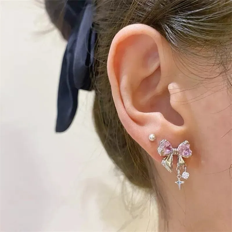 Sweet Star Crystal Butterfly Bowknot Earrings