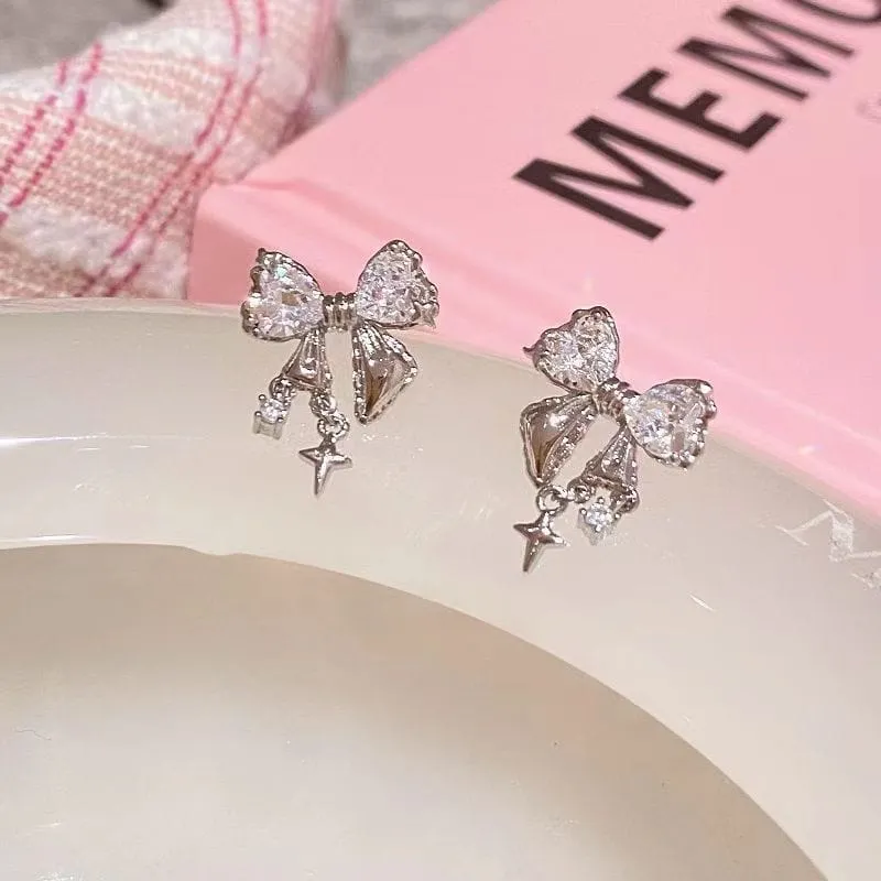 Sweet Star Crystal Butterfly Bowknot Earrings