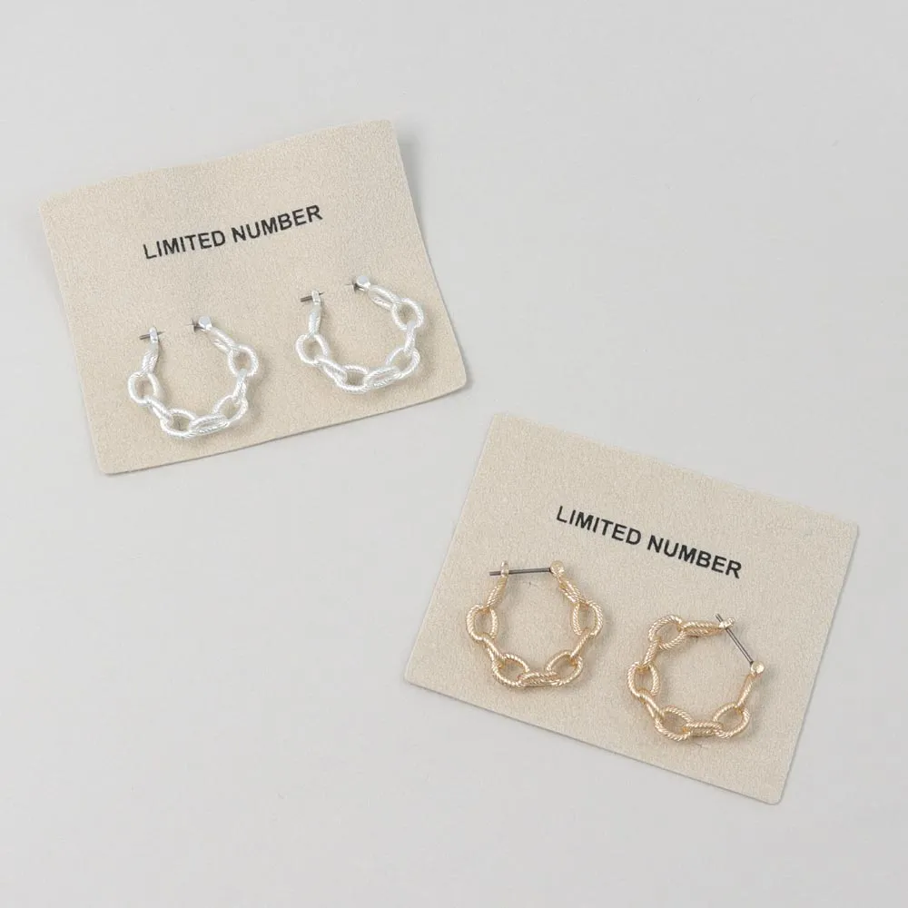 Textured Chain Hoop Earrings