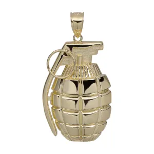 Textured Grenade Charm Pendant Solid 10K Yellow Gold