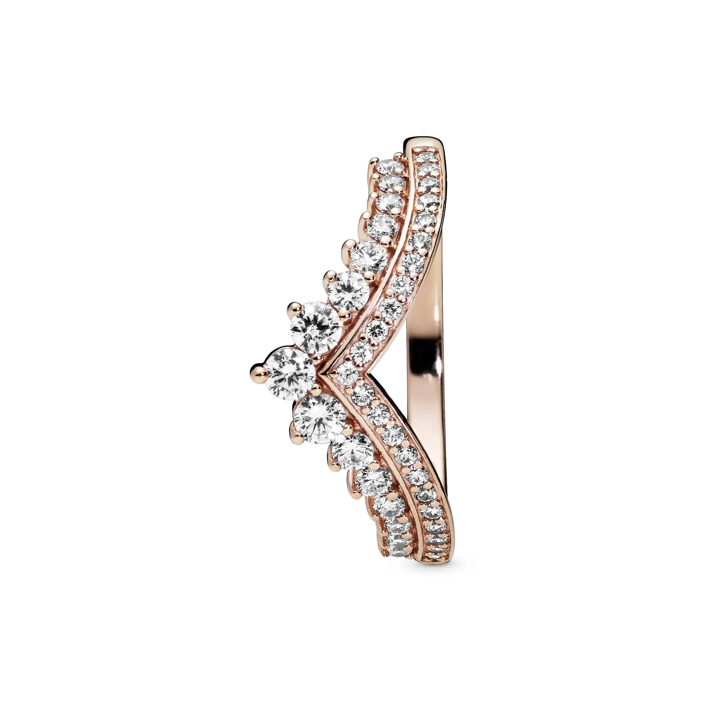 Tiara wishbone 14k Rose Gold-plated ring with clear cubic zirconia