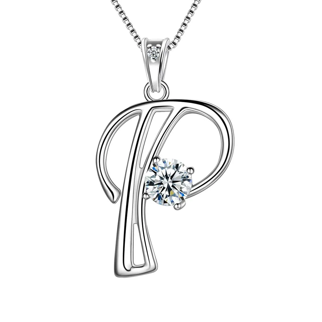 Tokyo Mart Women Initial P Letter Pendant Necklace Girl Name Jewelry Gift 925 Sterling Silver