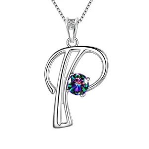 Tokyo Mart Women Initial P Letter Pendant Necklace Girl Name Jewelry Gift 925 Sterling Silver