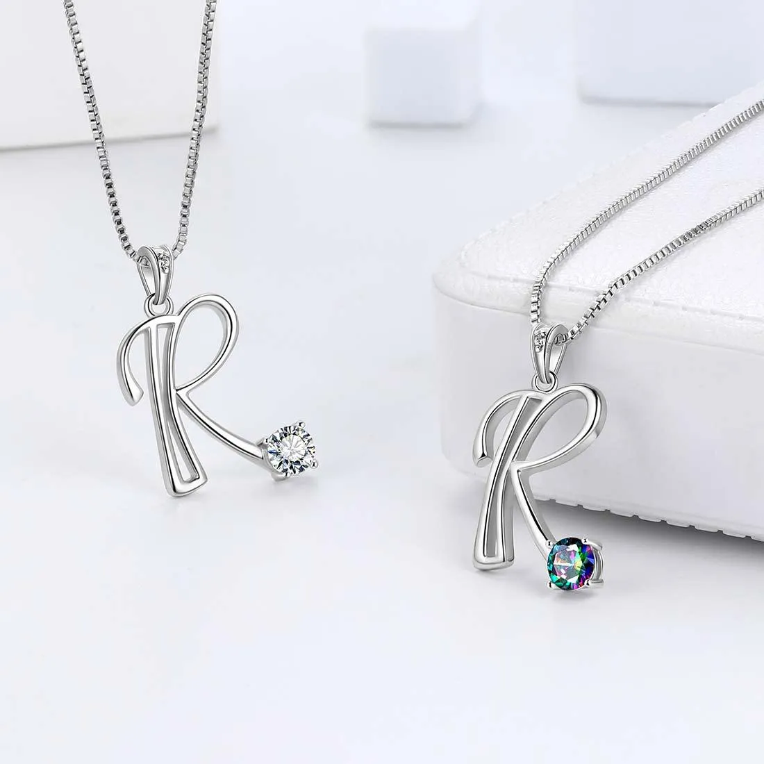 Tokyo Mart Women Initial R Letter Pendant Necklace Girl Name Jewelry Gift 925 Sterling Silver