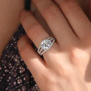 Triple Accent Halo Ring | 2 Carat Brilliance